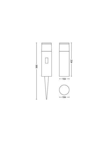 Medidas Baliza LED exterior Calla, set de extensión Negro, 1x8W medidas producto