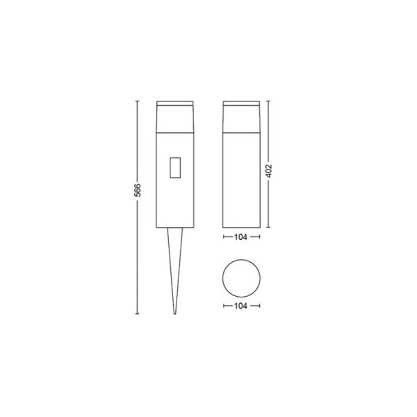 Medidas Baliza LED exterior Calla, set de extensión Negro, 1x8W medidas producto