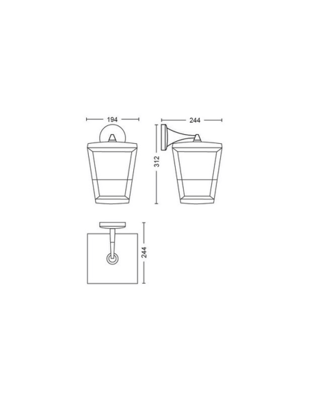 Aplique de pared LED para exterior Negro Econic 15W medidas producto