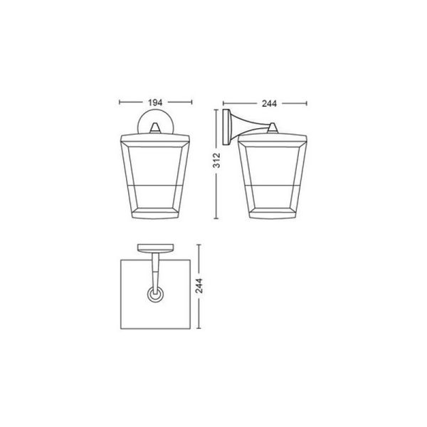 Aplique de pared LED para exterior Negro Econic 15W medidas producto