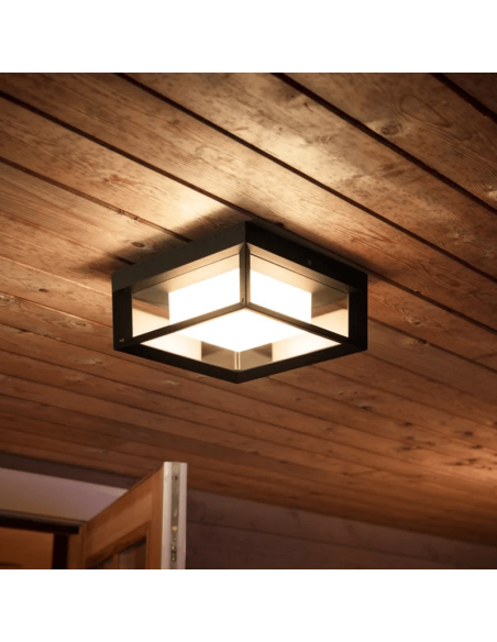 Aplique pared LED exterior inteligente Econic cuadrado 15W luz cálida