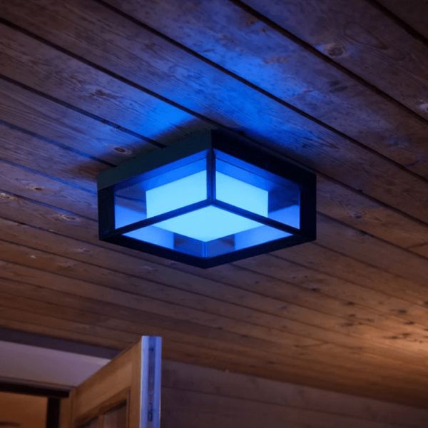 Aplique pared LED exterior inteligente Econic cuadrado 15W luz azul