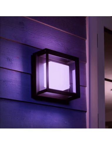 Aplique pared LED exterior inteligente Econic cuadrado 15W luz rosa