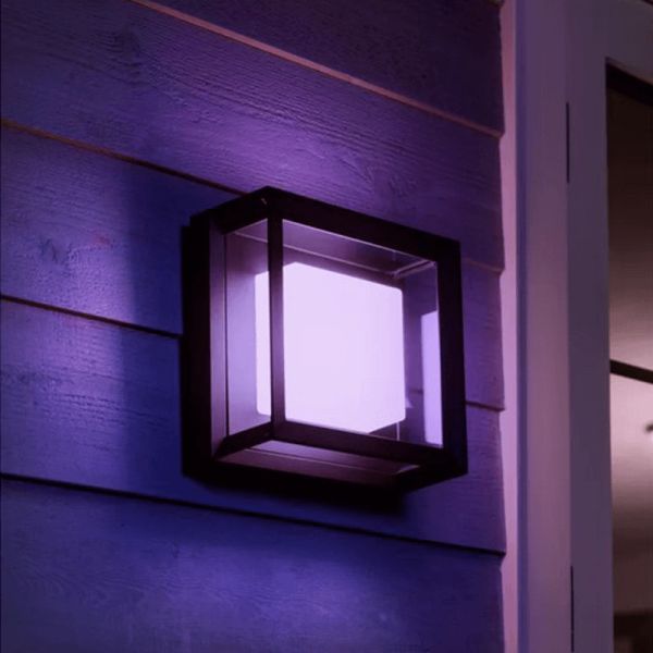 Aplique pared LED exterior inteligente Econic cuadrado 15W luz rosa
