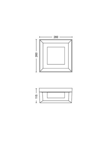 Applique LED d'extérieur intelligente Econic carrée 15W mesures du produit