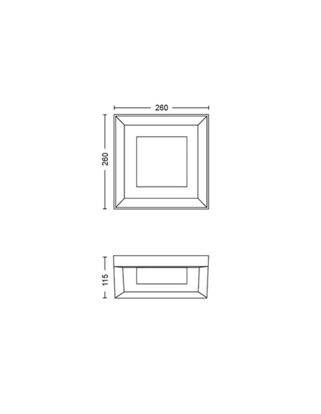 Aplique pared LED exterior inteligente Econic cuadrado 15W medidas producto