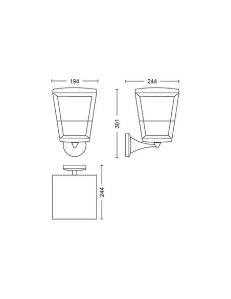 Aplique de pared LED inteligente Econic exterior IP44 15W medidas producto