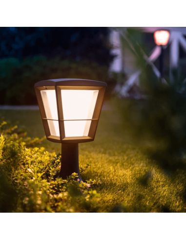 Lampe sur pied LED d'extérieur Econic noir 15W lumière chaude