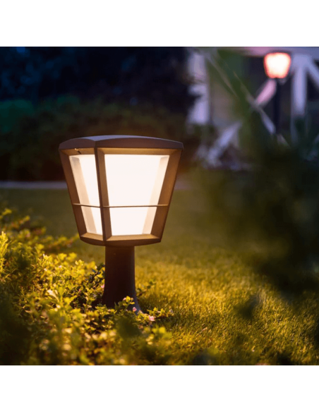 Lâmpada de pedestal de LED Econic externa preta 15 W luz quente