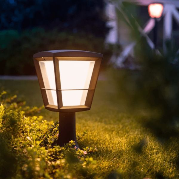 Lámpara de pedestal LED para exteriores Econic Negro 15W luz cálida