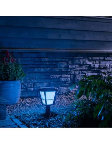 Lâmpada de pedestal de LED Econic externa preta 15 W luz azul