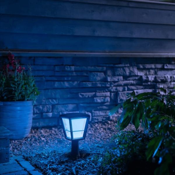 Econic Lampe sur pied LED d'extérieur Noir 15W Lumière bleue