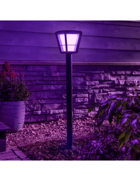 Lámpara de Poste para Jardín LED Negro Econic 15W IP44 luz rosa
