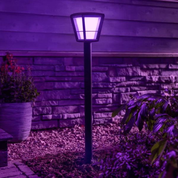 Lámpara de Poste para Jardín LED Negro Econic 15W IP44 luz rosa