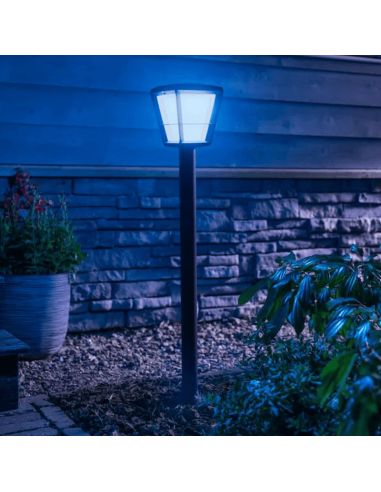 Lámpara de Poste para Jardín LED Negro Econic 15W IP44 luz azul