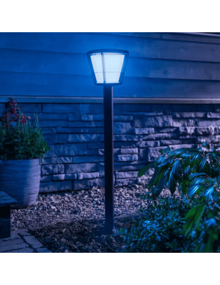 Lámpara de Poste para Jardín LED Negro Econic 15W IP44 luz azul