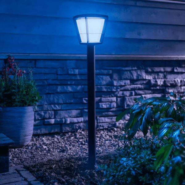 Lámpara de Poste para Jardín LED Negro Econic 15W IP44 luz azul