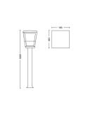 Lámpara de Poste para Jardín LED Negro Econic 15W IP44 medidas producto