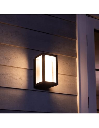 Lâmpada de parede LED externa Black Impress retangular 15W luz quente