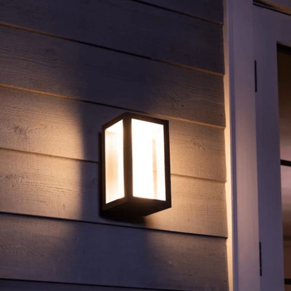 Aplique de pared LED exterior Negro Impress rectangular 15W luz cálida