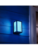 Aplique de pared LED exterior Negro Impress rectangular 15W luz azul