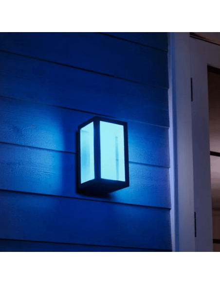Applique murale LED d'extérieur Black Impress rectangulaire 15W lumière bleue