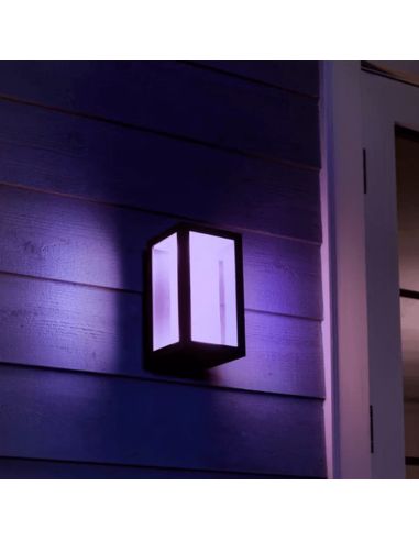 Applique murale d'extérieur à LED Black Impress rectangulaire 15W lumière rose