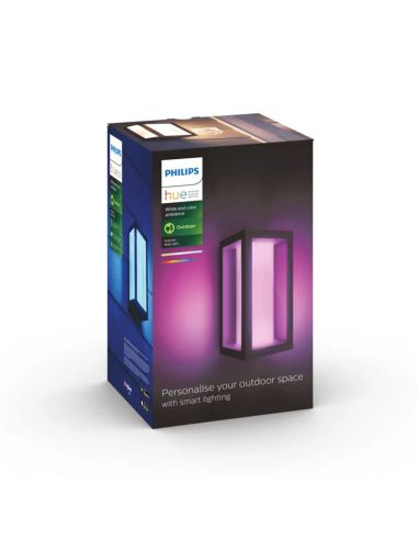 Aplique de pared LED exterior Negro Impress rectangular 15W caja producto