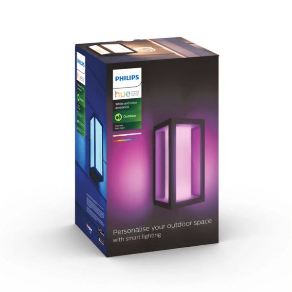 Aplique de pared LED exterior Negro Impress rectangular 15W caja producto