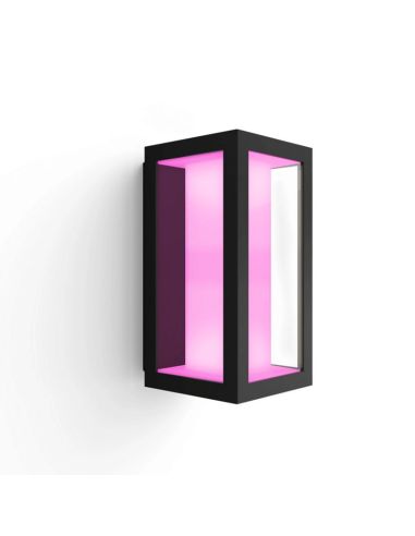 Aplique de pared LED exterior Negro Impress rectangular 15W | LeonLeds