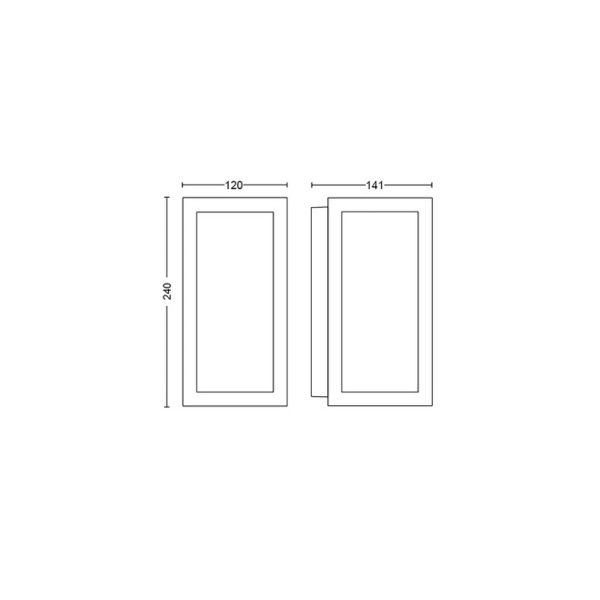 Aplique de pared LED exterior Negro Impress rectangular 15W medidas producto