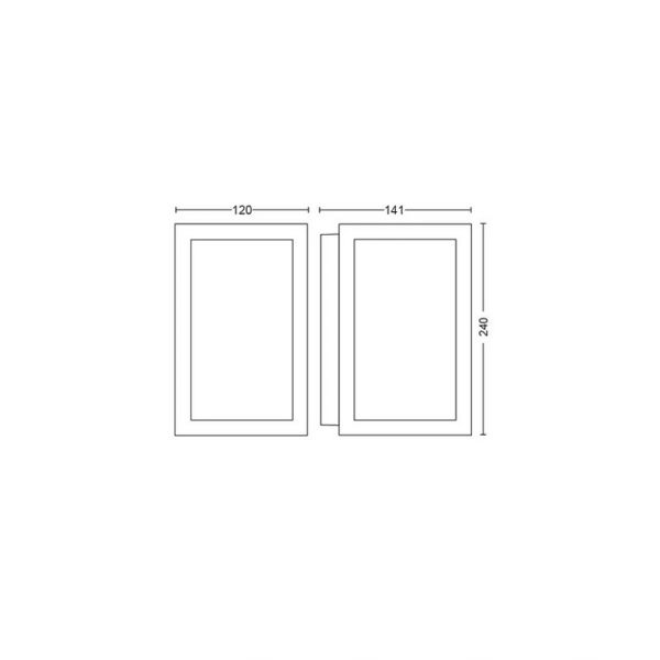 Aplique pared LED exterior Impress rectangular 15W IP44 medidas producto