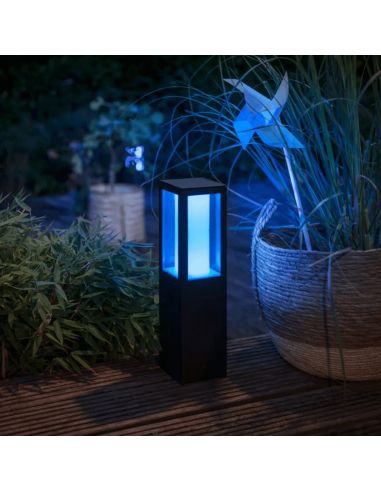 Baliza LED exterior Impress negro luz azul | LeonLeds