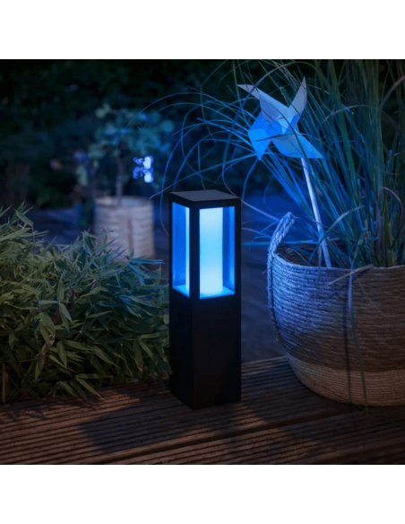 Baliza LED exterior Impress negro luz azul | LeonLeds