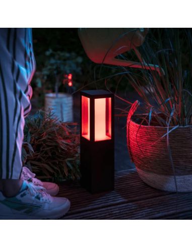Baliza LED exterior Impress negro luz rosa| LeonLeds