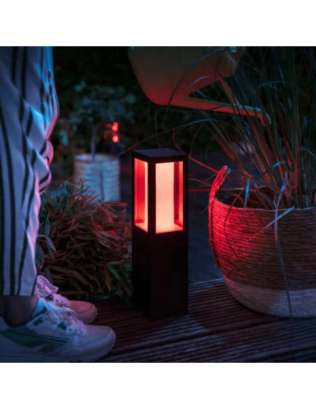 Baliza LED exterior Impress negro luz rosa| LeonLeds