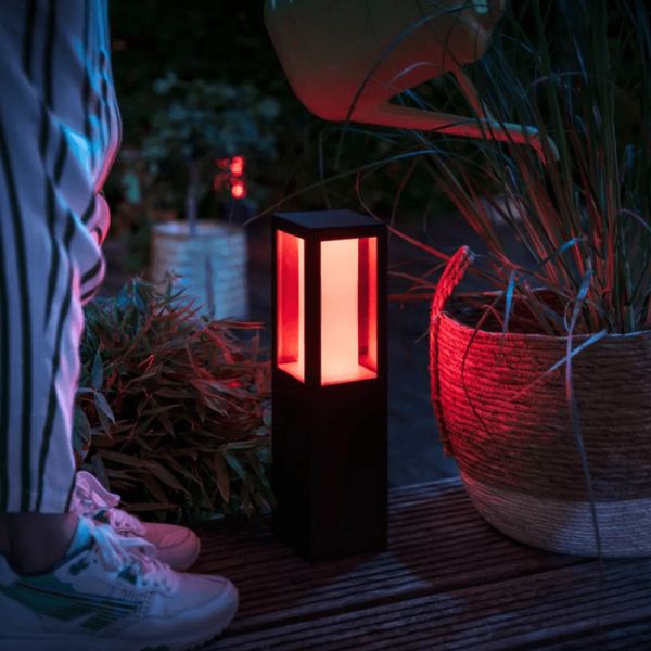 Baliza LED exterior Impress negro luz rosa| LeonLeds