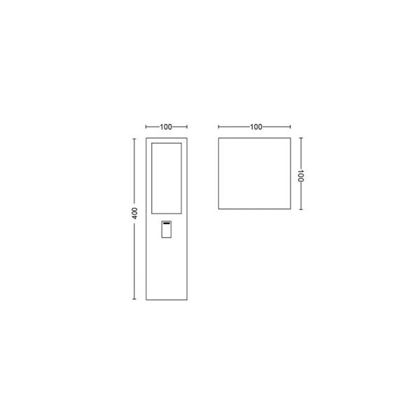 Baliza LED exterior Impress negro medida producto | LeonLeds