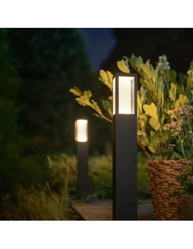 Baliza LED exterior inteligente Impress negro luz cálida