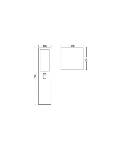 Baliza LED exterior inteligente Impress negro medidas producto