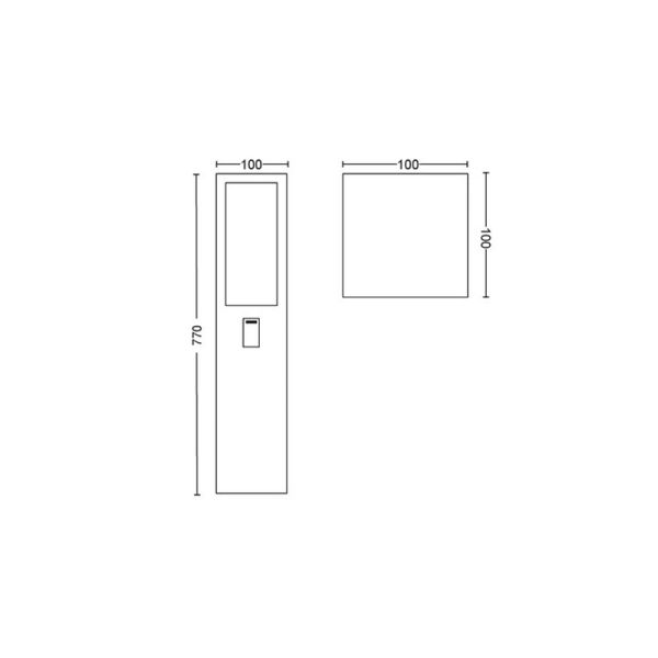 Baliza LED exterior inteligente Impress negro medidas producto