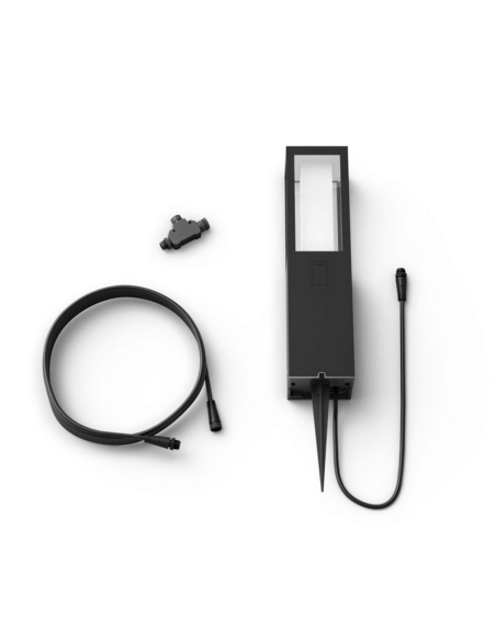 Baliza LED exterior Impress negro con set de extensión contenido producto | LeonLeds
