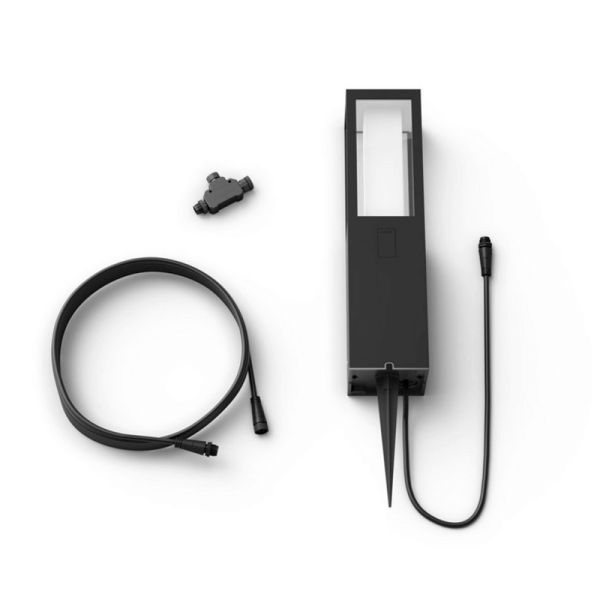 Baliza LED exterior Impress negro con set de extensión contenido producto | LeonLeds