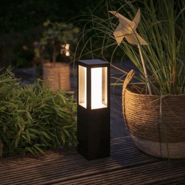Baliza LED exterior Impress negro con set de extensión luz cálida| LeonLeds