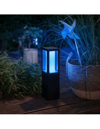 Baliza LED exterior Impress negro con set de extensión luz azul | LeonLeds
