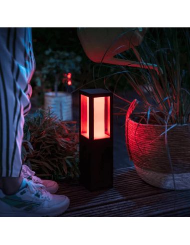 Baliza LED exterior Impress negro con set de extensión luz rosa| LeonLeds