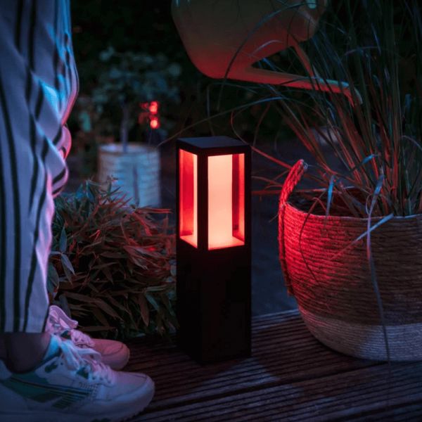 Baliza LED exterior Impress negro con set de extensión luz rosa| LeonLeds