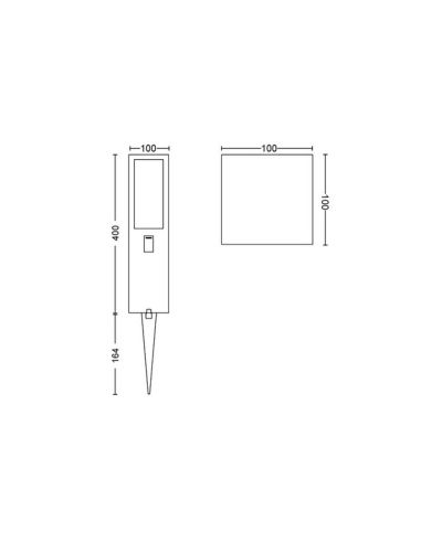 Baliza LED exterior Impress negro con set de extensión medidas producto | LeonLeds