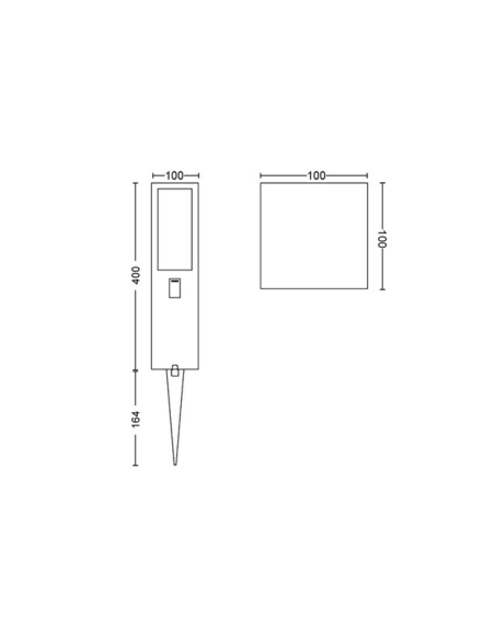 Baliza LED exterior Impress negro con set de extensión medidas producto | LeonLeds