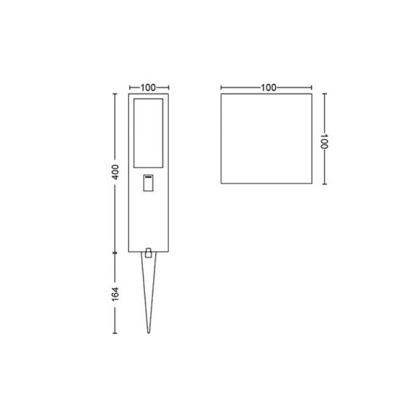 Baliza LED exterior Impress negro con set de extensión medidas producto | LeonLeds